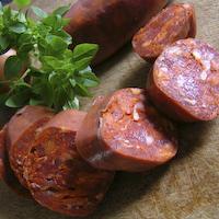 Chorizo, chickpeas, lentils and greens