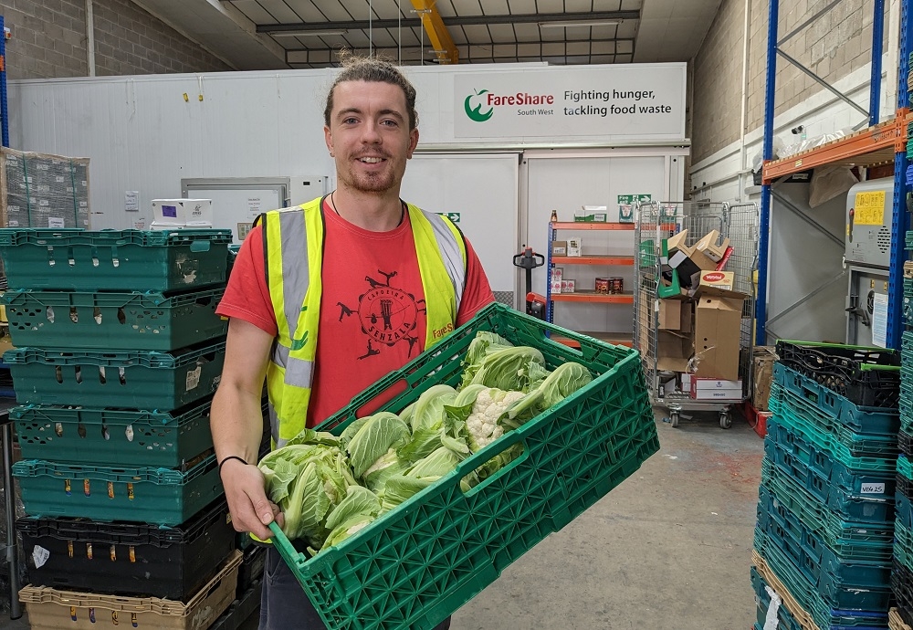 Riverford cauliflowers being delivered to FareShare South West